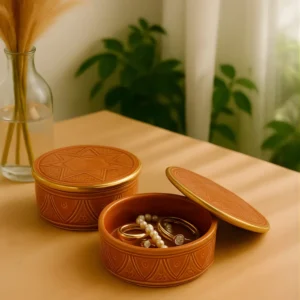 Moroccan Ceramic Lidded Box Terracotta