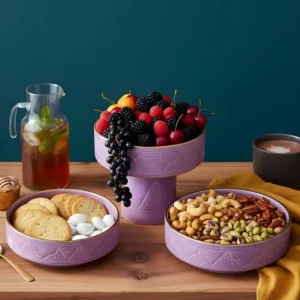 Moroccan Ceramic Serving Set Lilac Purple