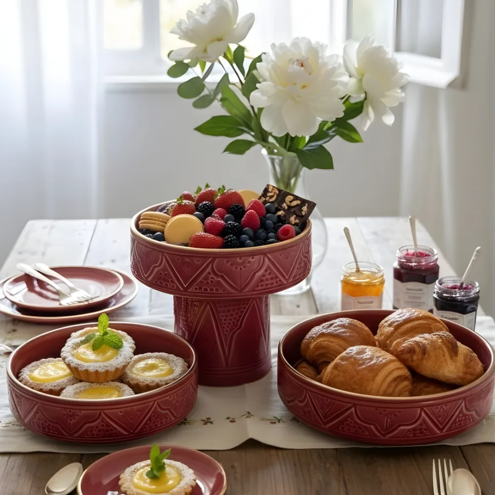 Moroccan Ceramic Serving Set Red