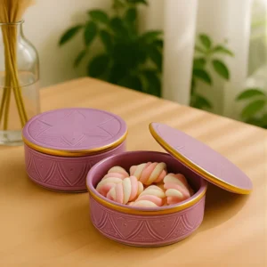 Moroccan Ceramic Lidded Box Mauve Purple