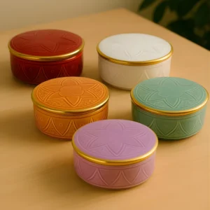Moroccan Ceramic Lidded Box – Set of 5 Colors