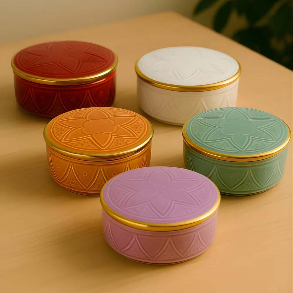 Moroccan Ceramic Lidded Box – Set of 5 Colors
