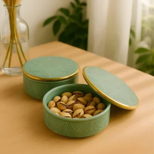 Moroccan Ceramic Lidded Box Sage Green