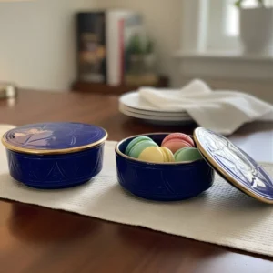 Moroccan Ceramic Lidded Box Navy Blue