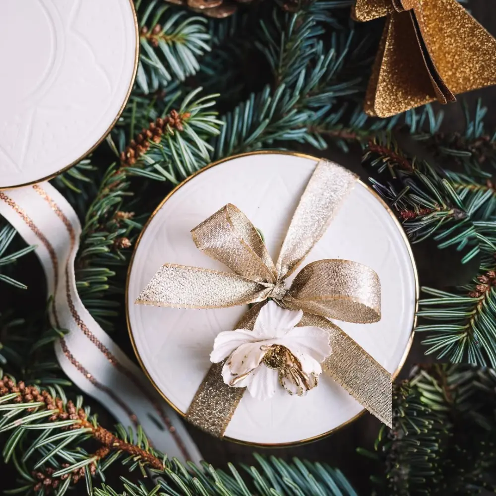 Moroccan Ceramic Gift Box White Gold