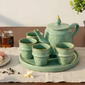 Moroccan Ceramic Tea Set Sage Green