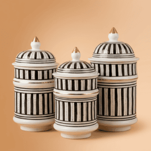 Ceramic Storage Jars with Gold Finial